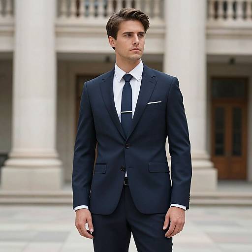 Man in Suit by Building