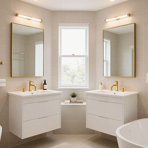 Contemporary Bathroom with Dual Vanities