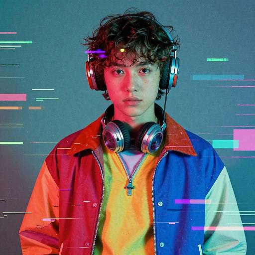 Retro Futuristic Portrait with Glitch