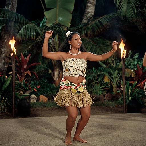 Polynesian Dance in Tropical Cinematic Scene
