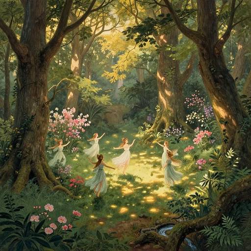Ethereal Nymphs in Enchanted Forest