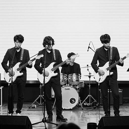 Vintage Black and White Musician Stage Scene