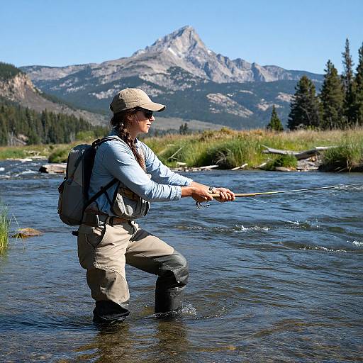 Woman Fly Fishing in Montana River
