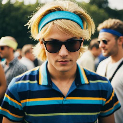 Blonde Young Man Wearing Sunglasses and Headband