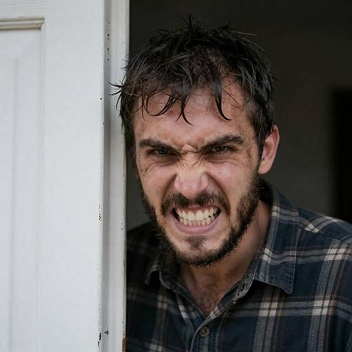 Intense Portrait of a Man in Grime