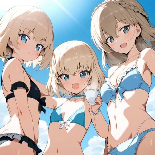 Sunny Day with Girls in Swimsuits