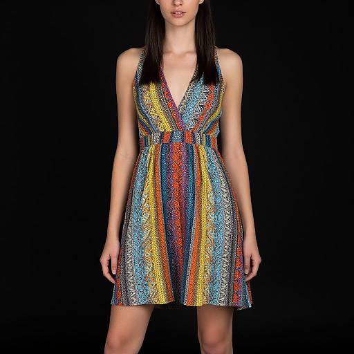 Woman in Colorful Trendy Dress