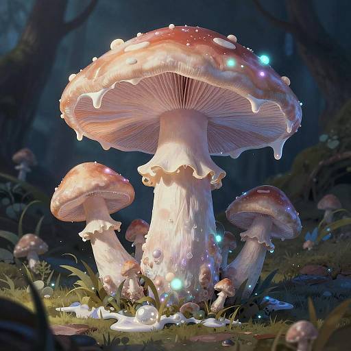 Bioluminescent Melting Mushroom Fantasy