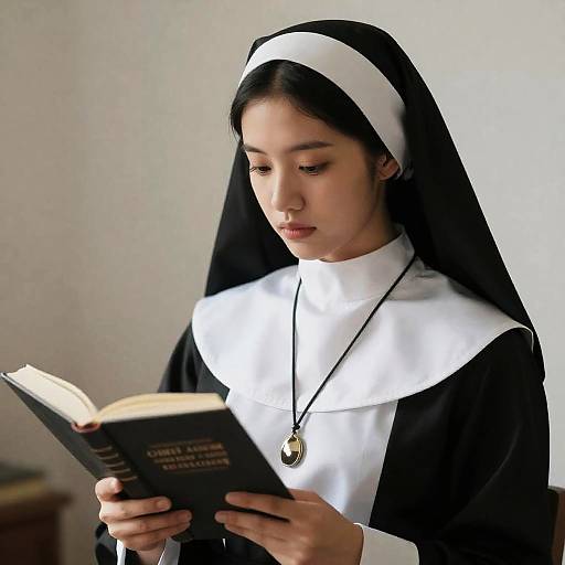 Young Nun Reading a Book