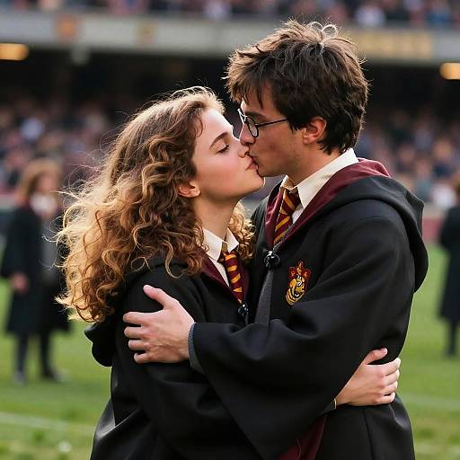 Harry and Hermione Romantic Quidditch Kiss