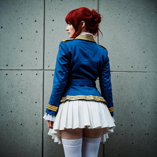 Cosplay Woman in Blue and Gold Jacket