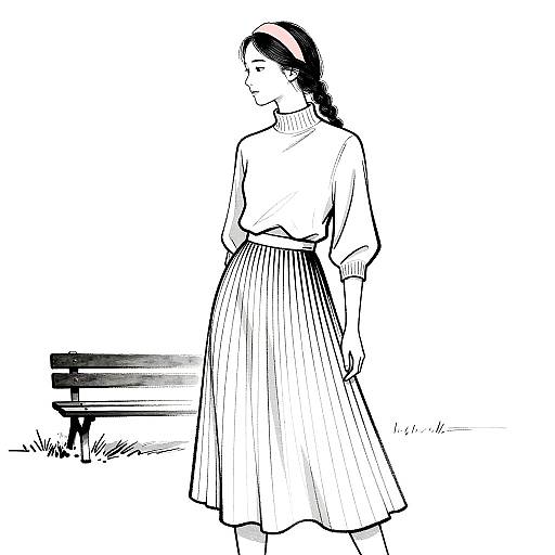 Minimalist Fashion Illustration with Braids