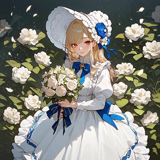 Charming Girl in a Flower Field