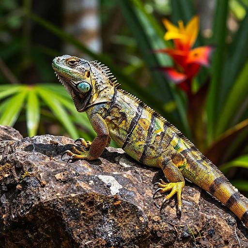 Hyper-Realistic Iguana in Tropical Rainforest