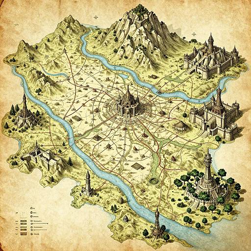 Intricate Fantasy Kingdom Map