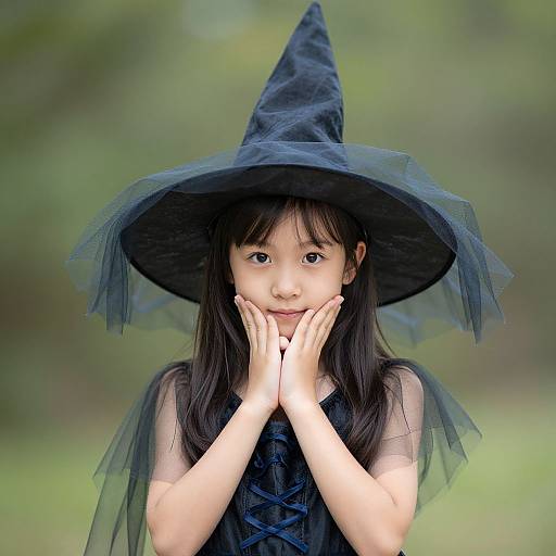 Young Girl in Tulle Witch Hat