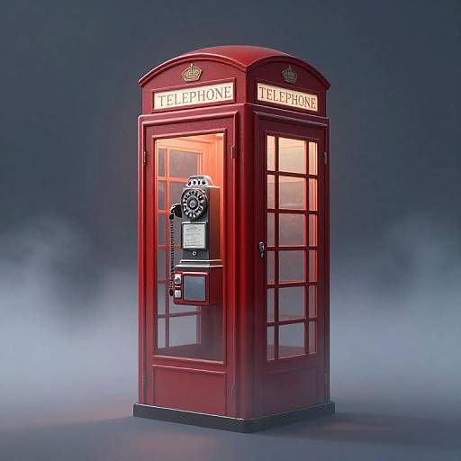 Vintage Telephone Booth in Ethereal Fog