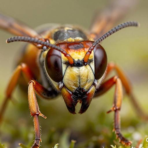 Hyper-Detailed Macro Close-Up of Wasp Face