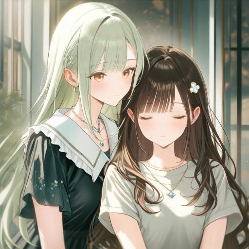Charming Girls with Long Brown Hair