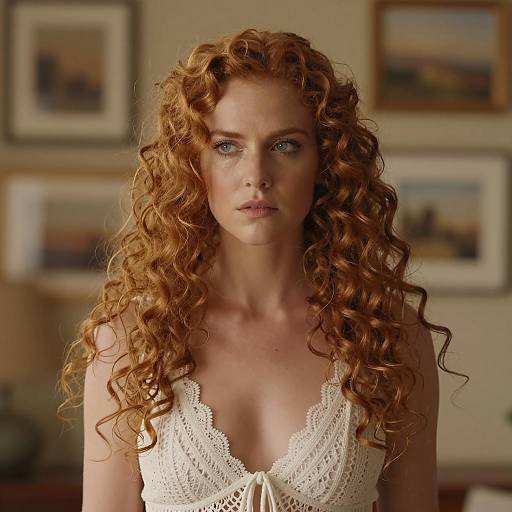 Red-Brown Haired Woman in Elegant Setting