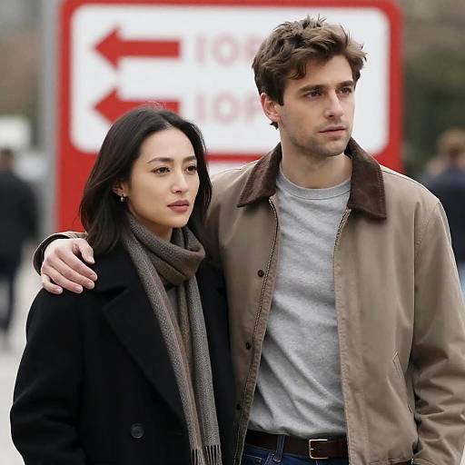 Couple Standing Close Outdoors