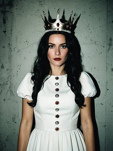 Woman in White Dress with Crown