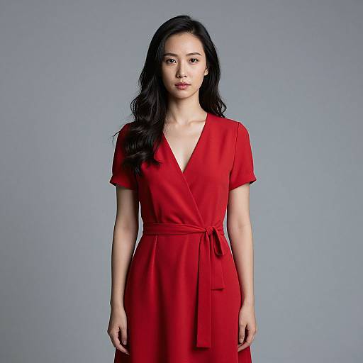 Elegant Woman Wearing Red Dress