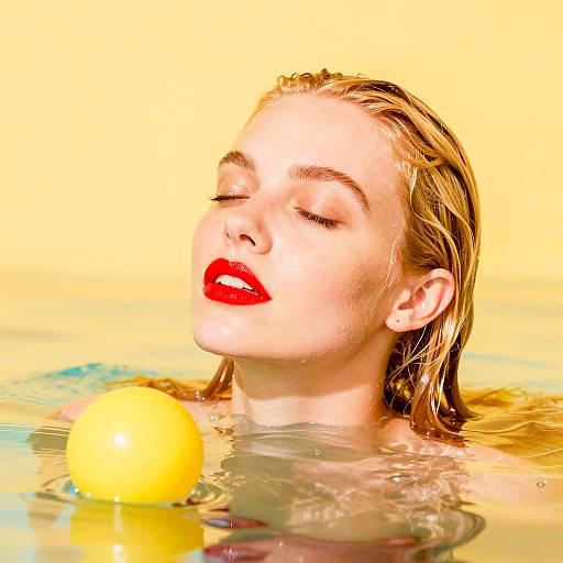 Woman Floating in Yellow Water