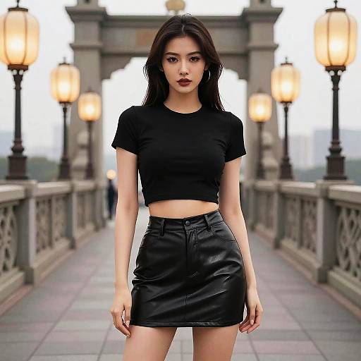 Edgy Woman on Historic Bridge