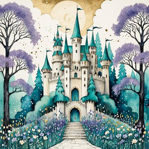 Enchanted Watercolor Fortress