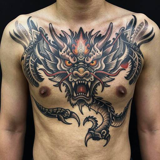 Sternum Dragon Tattoo Design