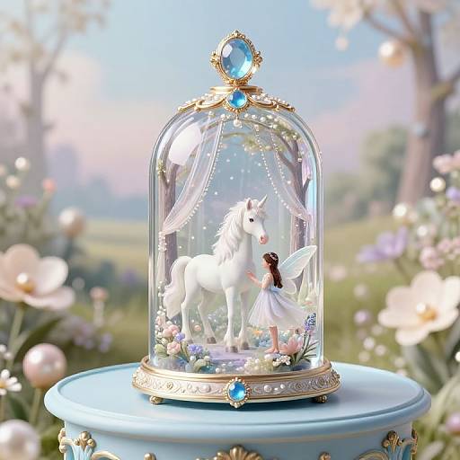 Ethereal Unicorn and Fairy in Crystal Bottle