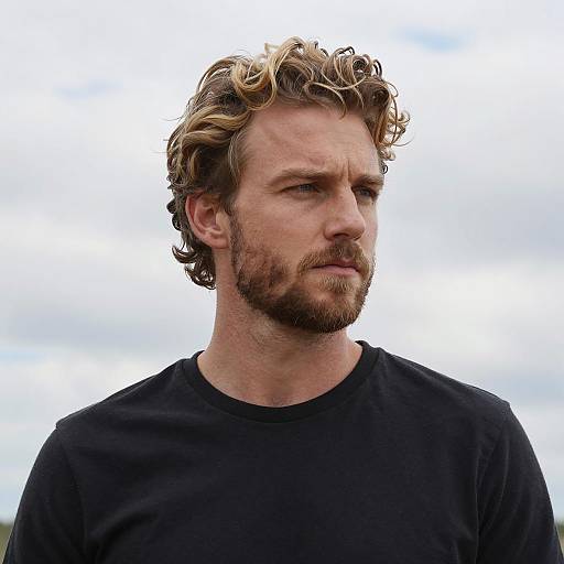 Man with Wavy Blonde Hair Portrait