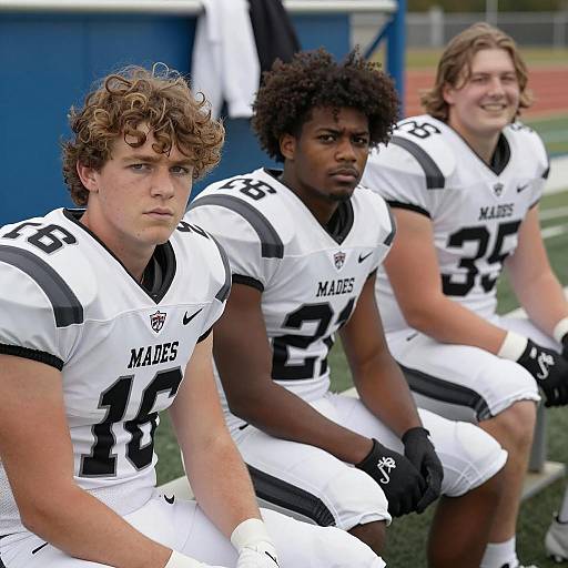 Football Players on a Bench Portrait