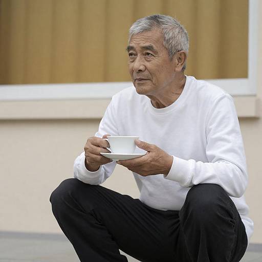 Thoughtful Elderly Man with Teacup