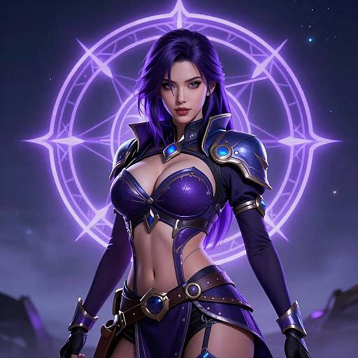 Confident Woman in Fantasy Nightscape