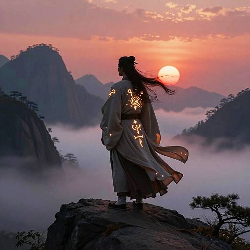 Hiram on Misty Mountain at Dawn