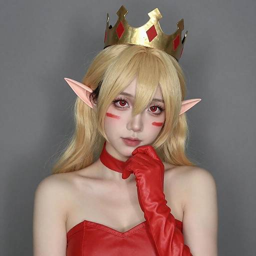 Blonde Elf Cosplayer with Golden Crown