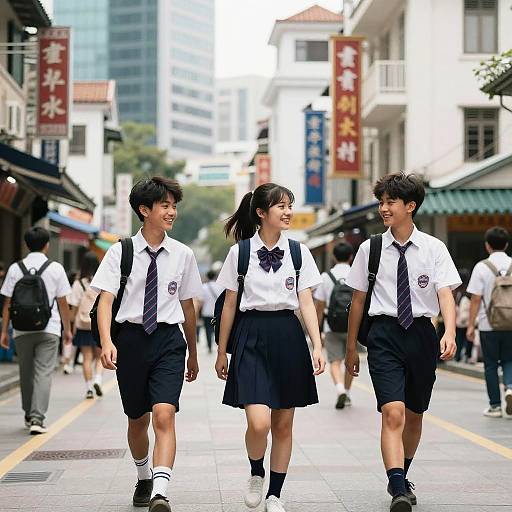 Teenagers in Taiwanese School Uniform