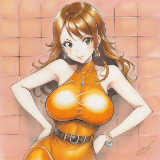 Woman in Elegant Orange Dress