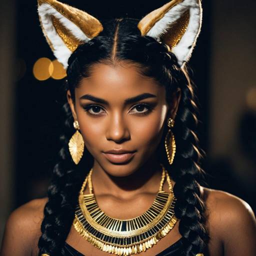 Dark-Skinned Woman in Foxy Cleopatra Costume