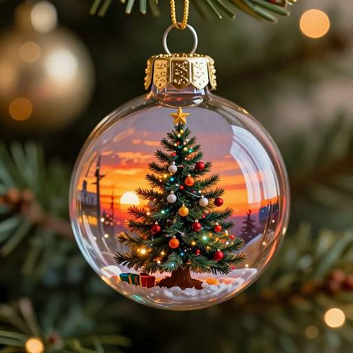 Festive Christmas Ornament with Tree Scene