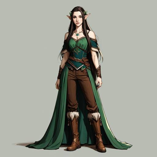 Elegant Elven Druid Fashion Sketch