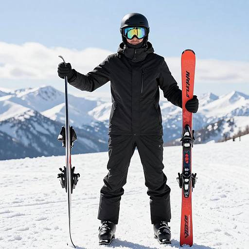 Skier Posing in Full Ski Outfit