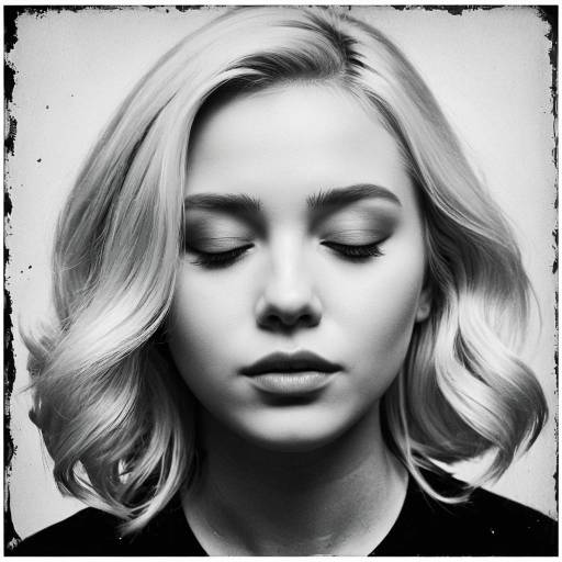 Monochrome Portrait of Blonde Woman with Eyes Closed