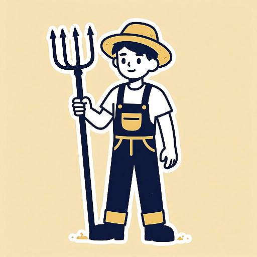 Lanky Carpenter Teen Line Art