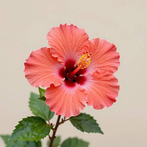 Vibrant Coral Hibiscus Blossom