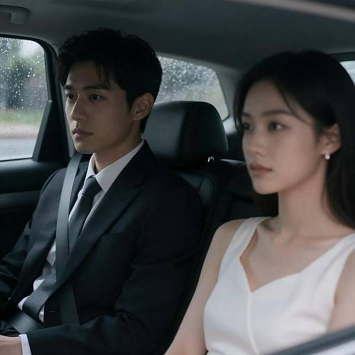 Mysterious Couple in a Rainy Car