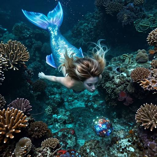 Majestic Mermaid in Dreamlike Underwater Realm