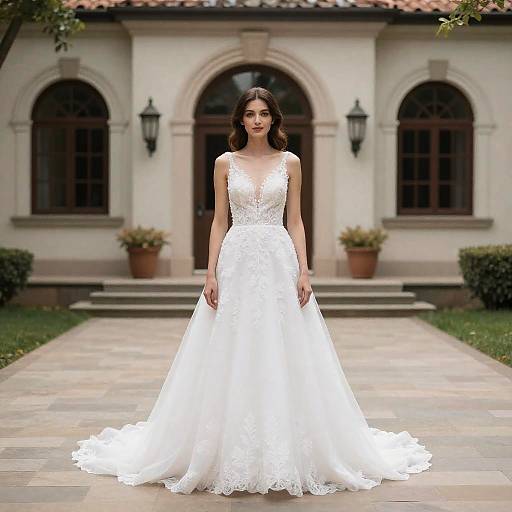 Woman in Wedding Dress Courtyard